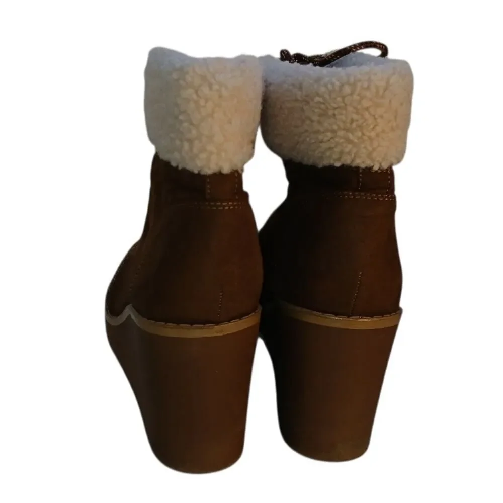 Stylish PORTLAND Womens Brown Faux Suede 3.5